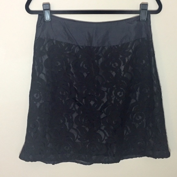 Anthropologie Moulinette Soeurs Midnight Theater Black Lace Skirt A-Line 6 - Picture 1 of 6